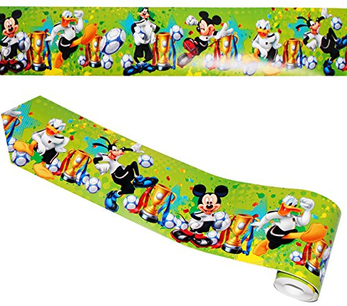 alles-meine.de GmbH Wandbordüre - selbstklebend - Mickey Maus & Fussball - 5 m - Wandsticker/Wandtattoo - Bordüre Aufkleber Kinderzimmer - für Kinder Jungen/Fußball - Mau..
