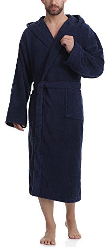 Ladeheid Herren Frottee Bademantel aus 100% Baumwolle LA40-101(Dunkelblau (D12), M)