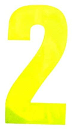 Merriway BH04963 High Visibility Self Adhesive Plastic Reflective Mailbox, House Wheelie Bin Number 2, 150mm (6 inch) - Yellow