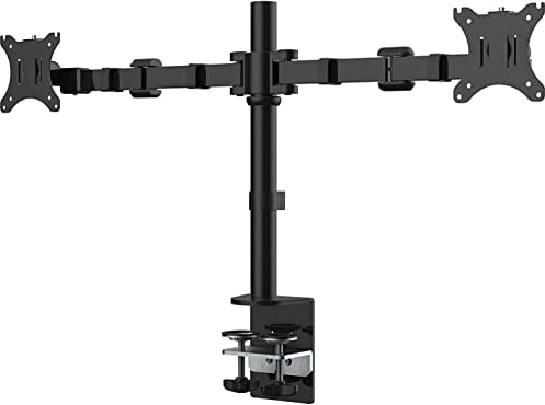FLEXIMOUNTS D1D Full Motion Dual Arm Desk Monitor Mount Stand Fits 10-27 LCD Computer Monitor,Clamp Mounting, 22 lbs Loading capacity