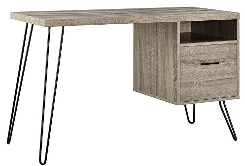 Ameriwood Home Landon Schreibtisch, Laminiert, Metall, Spanplatte, Graue Eiche, 114.3 x 49.53 x 71.374 cm