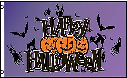 AZ FLAG - Drapeau Happy Halloween violet - 150x90 cm - Drapeau Fête D'Halloween 100% Polyester Avec Oeillets Métalliques Intégrés - Pavillon 110 g