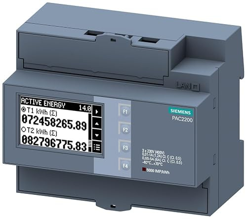 Siemens SENTRON PAC2200 Energiemessgerät LCD 90 mm x 107.8 mm Digital / 3-phasig 1 Ausg. 1 Eing. Impulsausgang