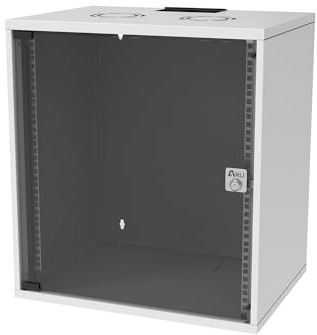 ARLI 19 Zoll Netzwerkschrank 12HE 12U Wandgehäuse – Serverschrank zur Wandmontage mit Glastür – abschließbar – aus Stahl Gehäuse – SOHO für Server, Switch, Patchpanel, EDV Router