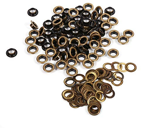 Akozon Ojetes Metalicos, Ojetes y arandelas para Tarjeta de piel Craft Decoración, retro(8mm 100sets)