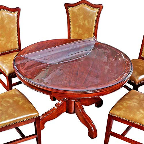 Runder Tischschutz für Esstisch, 73.7 cm Durchmesser, dicke transparente Kunststoff-Tischdecke, PVC-Vinyl-Tücher, Holz, Marmor, Glas, Tischauflage, Schutzpad, abwischbar, wasserdicht