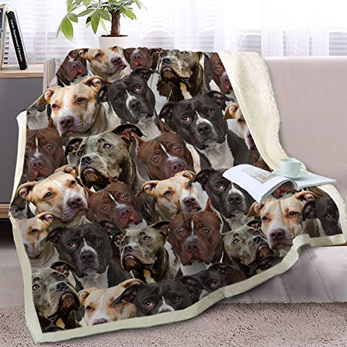 BlessLiving Dog Cute Puppy Sherpa Blanket Twin 150x200 cm | Plush sherpa fleece; reversible design, fuzzy; For adults and kids