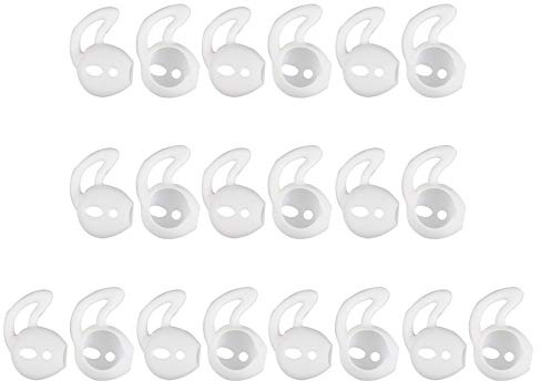 Futheda 10 Paar Ersatz Silikon Ohrstöpsel Soft Covers Anti-Rutsch Sport Earbud Tips, Anti-Drop Ear Hook Gel Kopfhörer Schutz Zubehör Tips (weiß)