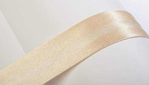 Jajasio Schrägband, 10m, Atlas (Satin), 25mm, gefalzt 03 ? beige, Textilband, Einfassband in 40 Farben