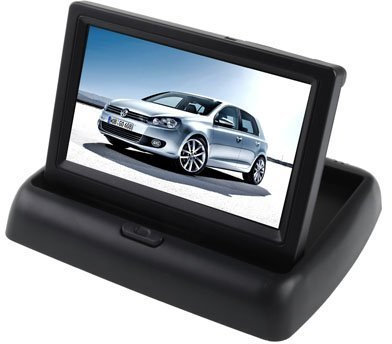 SLS SHOP Monitor A Scomparsa Da 4.3 Pollici LCD Retrovisore Auto, 2 Canali Di Ingresso Av