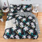 Enhome Bettwäsche Bettbezug Set 4teilig Moderne Hochwertige Mikrofaser Bettgarnitur Set Uni Doppelbett Bettbezug + 2Kissenbezüge 1 Bettlaken (Schwarz,220x240cm)