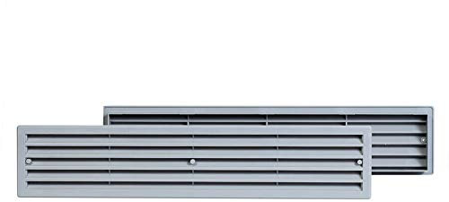 Two Sided Grey Air Vent Grille - 450mm x 92mm - Bathroom Door Ventilation Louvre Cover.