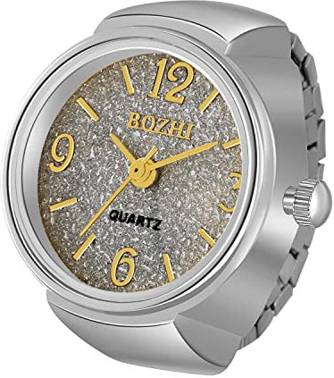 Avaner Ringuhr Modische Fingeruhr mit Ziffernskala Einfach Rund Fingerring Uhr mit elastischem Band Analog Quarz Ring Uhr Uhrenring für Herren Damen