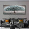 Tableau Decoration Très grand arbre abstrait bleu gris Moderne Toile non tissée Salon 80x160cm Sans cadre