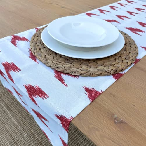 TRESMESTRES Dekostoff oder Tischläufer in Kleinen, Mittleren und Großen Größen - Buntes Mediterranes Design - Tischläufer Bunt - Rot, 40x180 cm