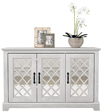 Galano Millicent mit 3 Türen Sideboard - Buffetschrank für Wohnzimmer - 39.6 x 116.1 x 74.4 cm - Staubige Graue Eiche