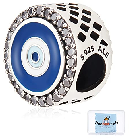 Beebeecraft 925 Sterling Silber Cubic Zirkonia Evil Eye Beads Rund Emaille Fatima Hand Charms Für European Snake Charm Armband Mutter