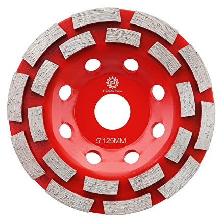 FOCSTOL Diamant Schleiftopf - 125mm x 22,23mm Doppelreihe Schleifscheibe für Beton Granit Marmor Mauerwerk Künstlicher Stein für Winkelschleifer