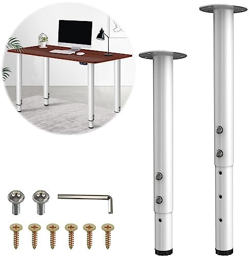 FOROIRON Verstellbare Tischbeine, höhenverstellbare Metallbeine für Tisch, Computertisch, Esstisch, Büroschreibtisch (weiß), 2 Stück 33 cm - 61 cm