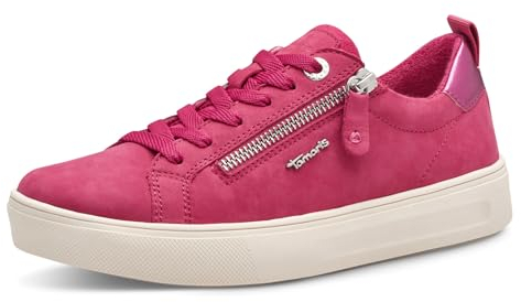 Tamaris COMFORT Damen Sneaker flach mit Reißverschluss Freizeit, Rosa (Fuxia Nubuc), 39 EU