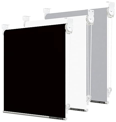 LINKCOO 90% Blackout Roller Window Shades, Room Darkening Window Blinds with Thermal Insulated Fabric, Corded Roll Pull Down Shades for Home and Office (Black - Width 55, Max Drop Height 79)