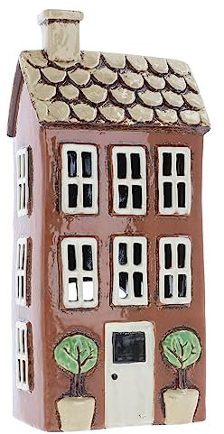 Shudehill Giftware Keramik-Teelichthalter, Dorfkeramik, Gartenhaus, Heimdekoration, Kerzenhalter (hoher Ziegelstein)