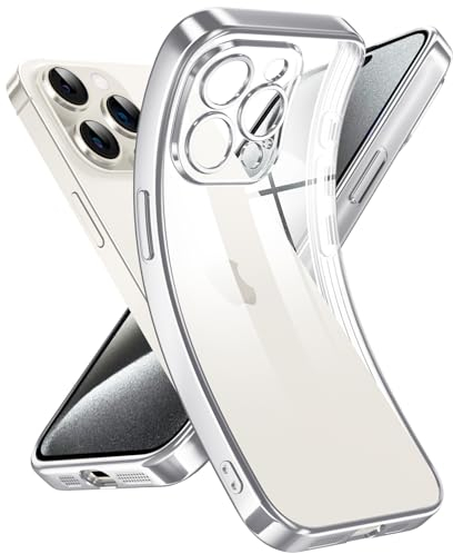 Supdeal Crystal Clear Hülle für iPhone 15 Pro, Niemals gelb mit Kameraschutz, Silikon Durchsichtig Handyhülle Weicher Passform, Ultra Dünn und Leicht Case Cover, 6,1 Zoll, Silber