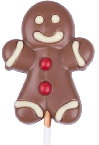 CHOCOLISSIMO - Weihnachtsschokolade - Lollipop aus Schokolade - Schoko Lutscher, Lebkuchenmann Schokoladenfigur am Stiel - Schokolade Geschenk Weihnachten, Nikolaus für Kinder, Mädchen, Junge