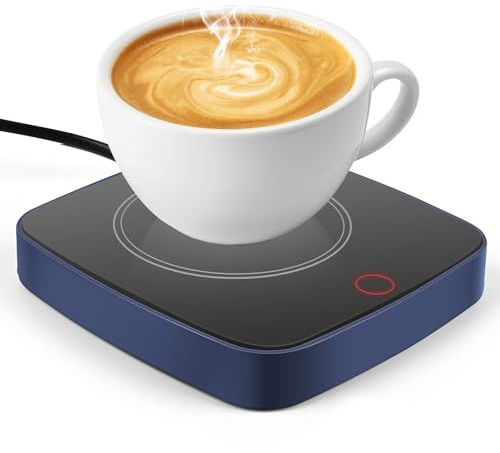 Calentador de Taza Café, Teklemon Calentador de Tazas Inteligente con 3 Configuraciones de Temperatura, Calentador de Bebidas para Oficina, Hogar, Apagado Automático (Azul Oscuro)