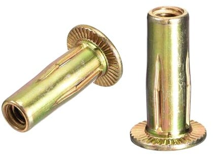 sourcing map 5/16-18 Multi-Grip Rivet Nuts, 100pcs Pre-Bulbed Shank Flat Head Threaded Insert Nut Gold Zinc Plated Finish Carbon Steel Plus Nuts
