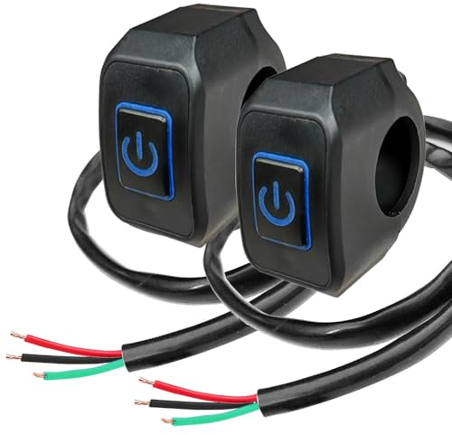 Gebildet IP65 Impermeabili 22mm 7/8 Interruttori per Fari da Manubrio, Fari Fendinebbia Spot luci interruttore da Manubrio, per Motociclette, bici Elettriche, Fuoristrada ATV (LED blu)