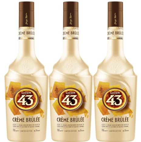 Licor 43 Crème Brûlée 16% vol (3 x 0,7 l) Premium Creme Likör kombiniert Licor 43 Original mit dem weltweit beliebten Dessert-Geschmack von Crème Brûlée