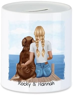 Kiddle-Design Personalisierte Hundemama Spardose | Geschenk für Stolze Hundebesitzerin | Für Hundeliebhaber Dog Dad mit Haustier | Mit Name & Spruch