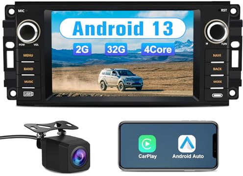 j Junsun Autoradio Stereo für Jeep Wrangler, Chrysler, Dodge mit Android 12, Bluetooth, USB, 180 Watt, 4.0 Kanäle