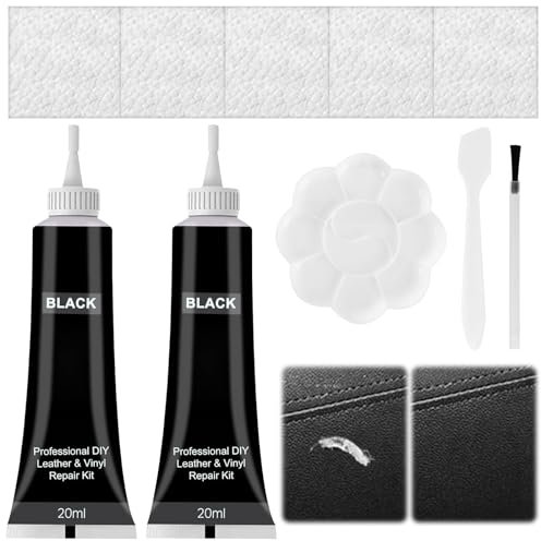 GAROMIA Leder Reparatur Set 2 Lederreparatur Creme Lederbalsam Leder-Restaurator Lederreparaturset Lederkratzern Reparatur Sofas Schuhe Autositze Jacke Schwarz