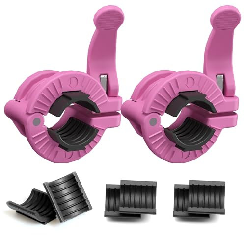 MAXRICH Barbell Clamp 1 inch Multiple Sizes & Adjustable Weight Clips for Barbell Quick Release Barbell Clips|Barbell Collar Bar Locks for Weight Lifting (Pink 0.9-1.18inch)