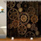 Homewish Rideau de Douche Engrenages Industriels Dorés, Rideau de Bain Baignoire de Style Steampunk, Rideau Douche Thème Horloges Rideau Salle de Bain Appareils Mécaniques Noir 180x180 cm