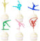 Blumomon 24 Stück Glitter Rhythmische Gymnastik Cupcake Toppers Mädchen Gymnastik Cupcake Toppers Picks Bunte Gymnastik Sport Thematische Kuchen Toppers Mädchen Geburtstag Geburtstag Party Zubehör