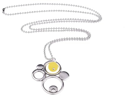 Adi-Modeschmuck Lange Halskette 'Ava', farbige Akzentperle | Ausgefallener Metallanhänger, Italienisches Polaris, 70cm Kugelkette aus Edelstahl, Handgefertigt in Berlin