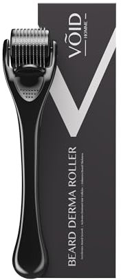 VOID Homme Derma Roller - Rodillo profesional para barba con microagujas de titanio 540 de 0,5 mm, estimula el crecimiento del cabello y la producción de colágeno, se dirige a arrugas, líneas finas