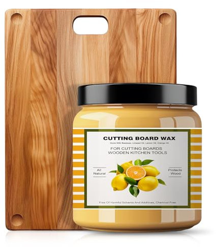 Premium Cutting Board Finish Wax - Natural Beeswax and Carnauba Wax - Enriched with Lemon & Orange Oils - for Natural Wood Butcher Blocks, Wooden Bowls, and Utensils - Natural Wood Conditioner