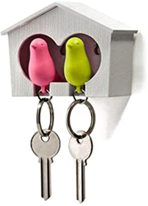 Grtheenumb Minimalist Charm Pendant Keyring Mini Gift Key Holder Hook Keyring Set Holder Green Bird Wood House Sparrow Bird Key Ring Style Key Chain