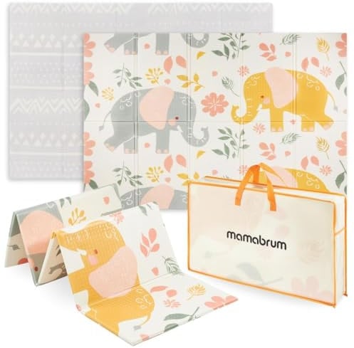 Mamabrum XXL Baby Spielmatte - Faltbare Krabbelmatte, Doppelseitige Spielfläche aus XPE Schaumstoff, Wasserabweisend, 180 x 120 x 1 cm, mit Tragetasche