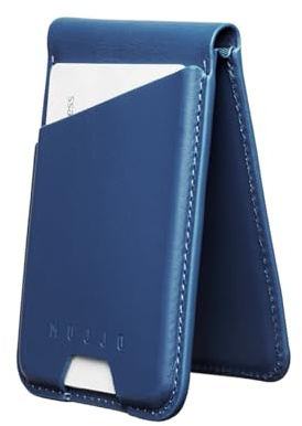 Mujjo Magsafe kompatibler Ledergeldbeutelständer, Blau - Monaco Blue, Minimalistisch