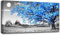 hyidecorart Tableau Decoration Murale Salon Moderne Grand, 1 Pièce Tableaux Arbre De Vie Bleu, Vintage Nature Impression Sur Toile, Decoration Murale Chambre Salle De Bain Cuisine Bureau