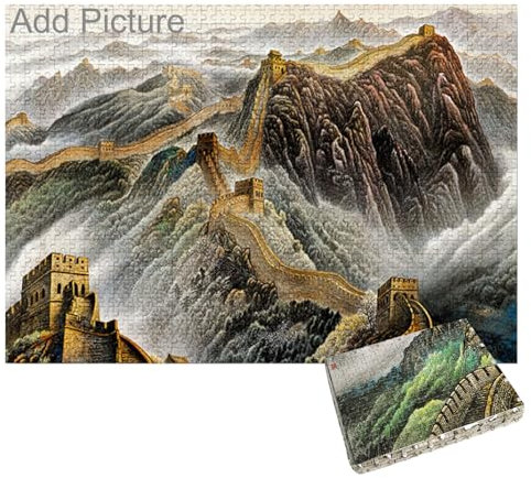 GJXWD Personalised Safe Wooden Jigsaw Puzzles 5000/4000/3000/2000/1500 Piece for Adults Kids Custom Puzzle From Photo Custom Design Your Own Picture Gifts,4000Pcs