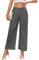 TMEOG Pantalon Fluide Femme Ete Large Chic et Elegant Pantalon Palazzo Taille Elastique Pantalon Ample Coupe Droite Léger Pantalon Business Casual de Costume à Pince pour Femme(Gris,M)