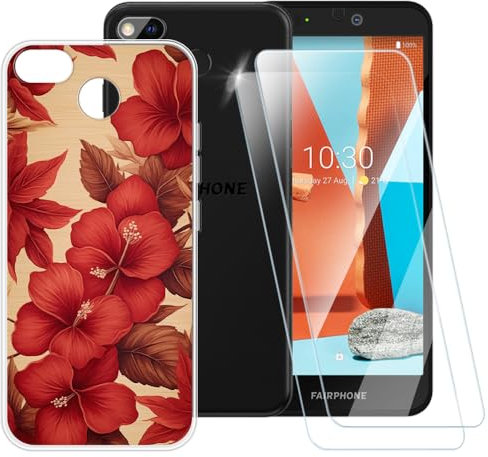 Bedruckte TPU Handyhülle + 2er-Set Gehärtete Schutzglas Kompatibel mit Fairphone 3, Künstlerisches Schlankes Stoßfestes Cover, Kratzfest, Rundumschutz