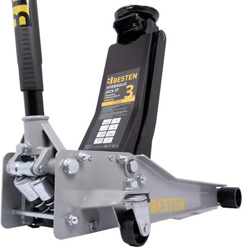 BESTEN Auto Hebebühne Hydraulische Niedrigprofil-Frosch 3 Tönen Hebebereich 85-520mm, Räder 360, Doppelzylindermotor