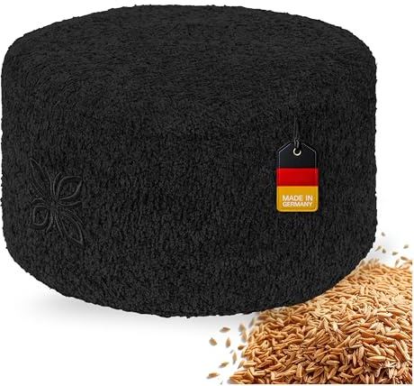 OMNANA Cushy Meditationskissen rund – Sitzkissen 10cm/15cm/20cm hoch – Bouclé Yogakissen mit Dinkelfüllung – Bodenkissen, Kissen für Meditation & Entspannung – Made in Germany